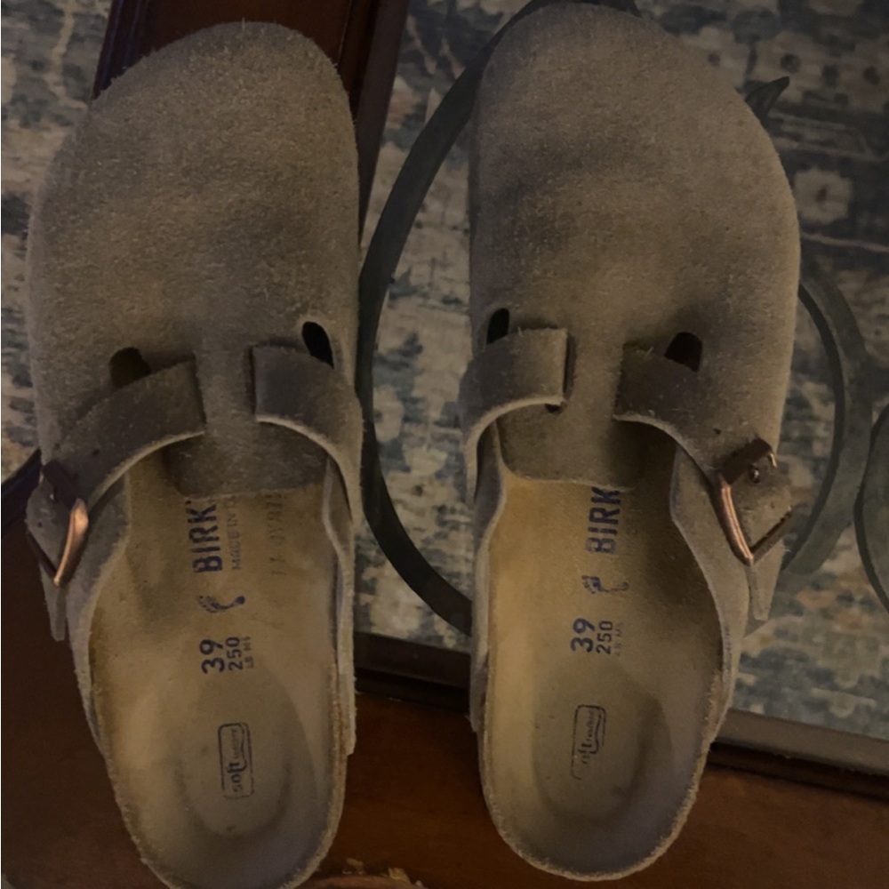 Birkenstock Taupe Suede Clogs